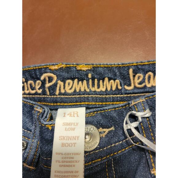 NWT Justice Blue Denim Simply Low Skinny Boot Jeans Junior Size 14R - Picture 6 of 10